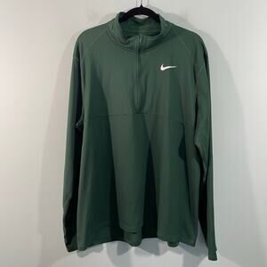 Nike Men Green Dri-Fit Quarter Zip Pullover Athletic Shirt Size XXL